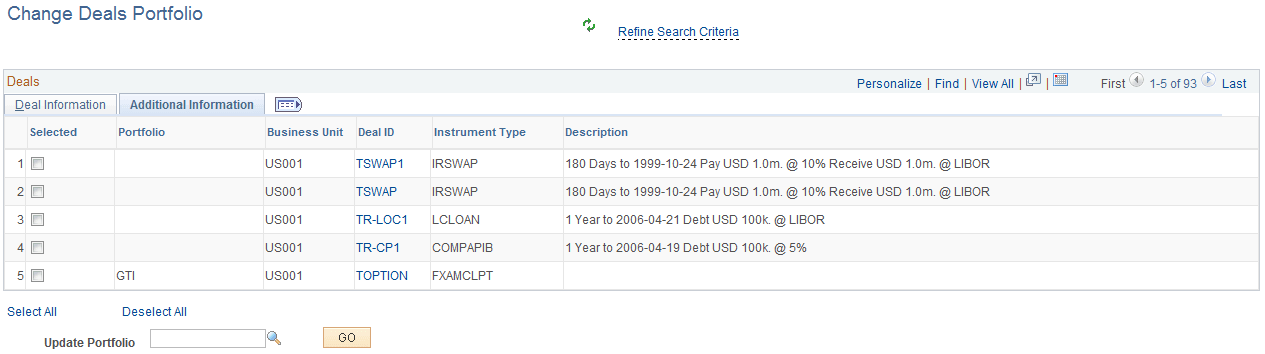 Change Deals Portfolio page - Additional Information tab