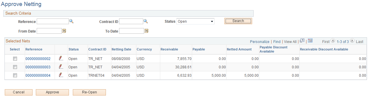 Approve Netting page