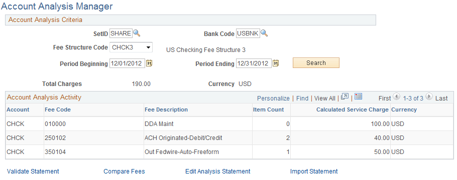 Account Analysis Manager page