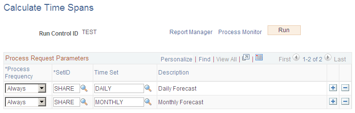 Calculate Time Spans page