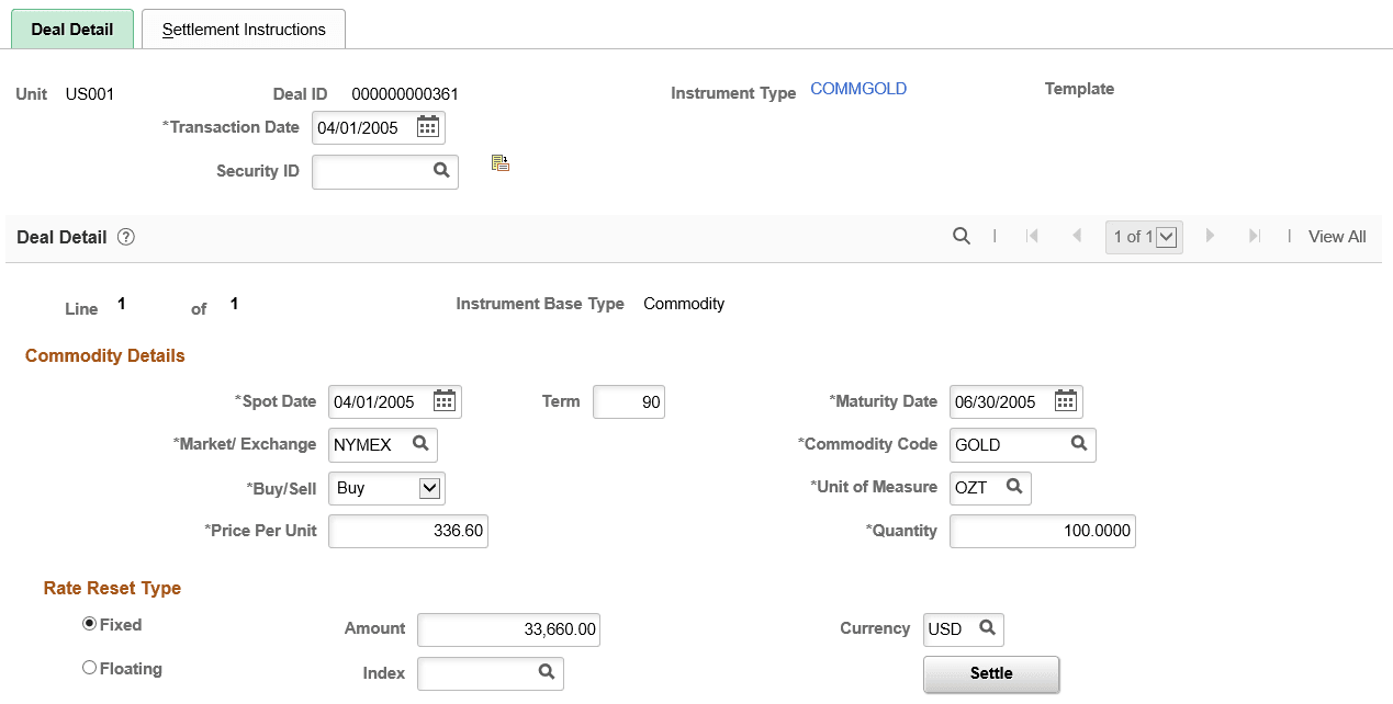 Deal Detail page for commodity deals (1 of 2)