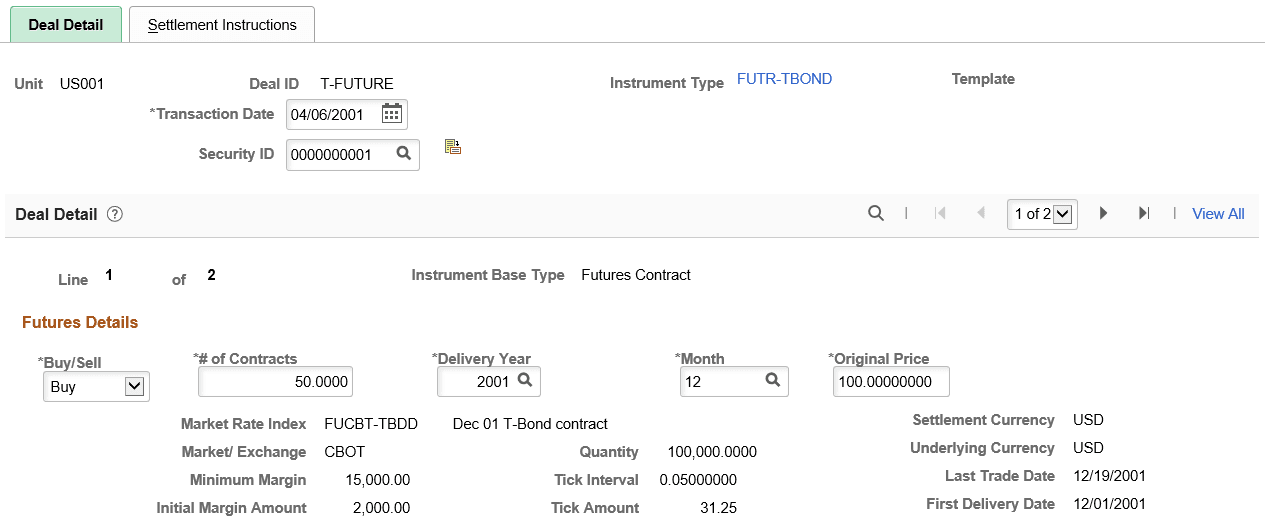Deal Detail page for futures deals (1 of 2)
