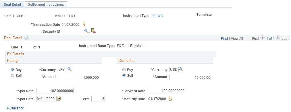 Deal Detail page for FX physical deals (1 of 2)