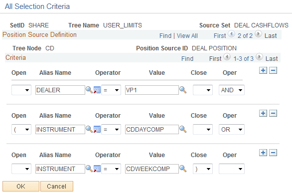 Node Properties - All Selection Criteria page