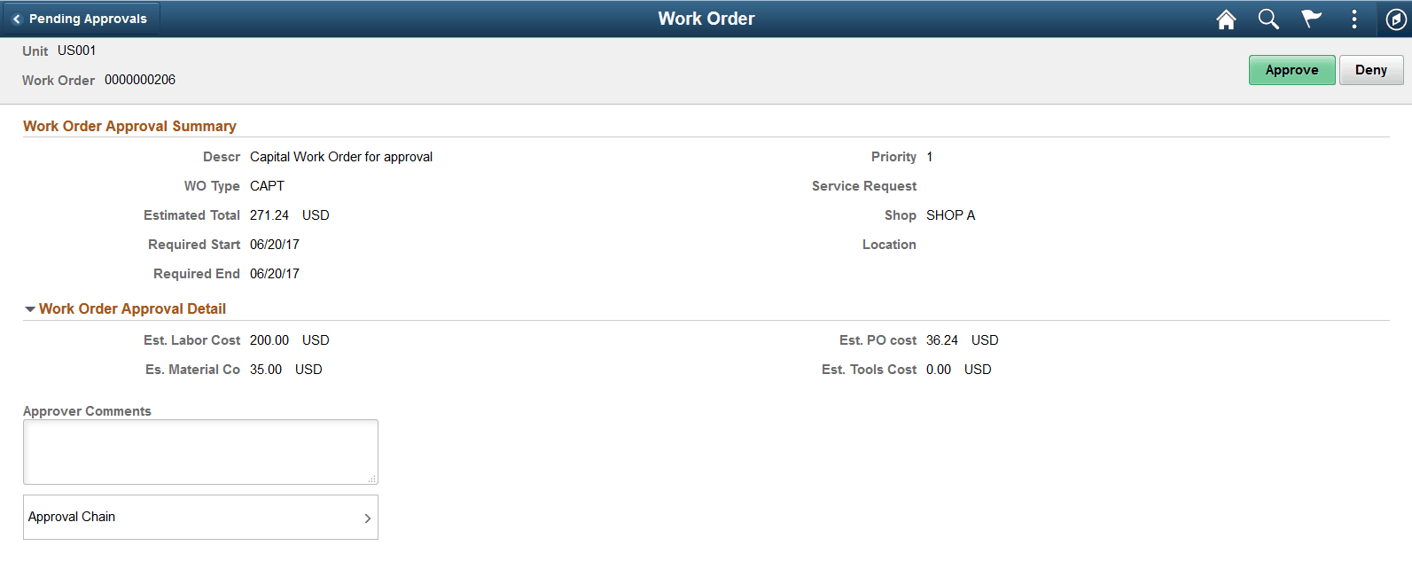 Work Order Details Page