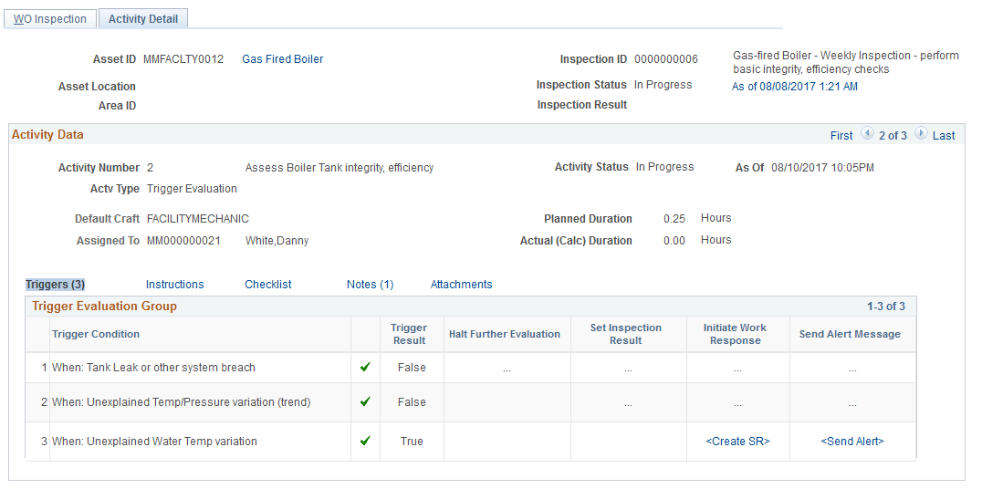 Trigger Evaluation Activity Detail Page