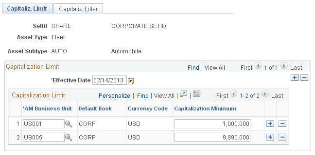 Capitalization Limit page