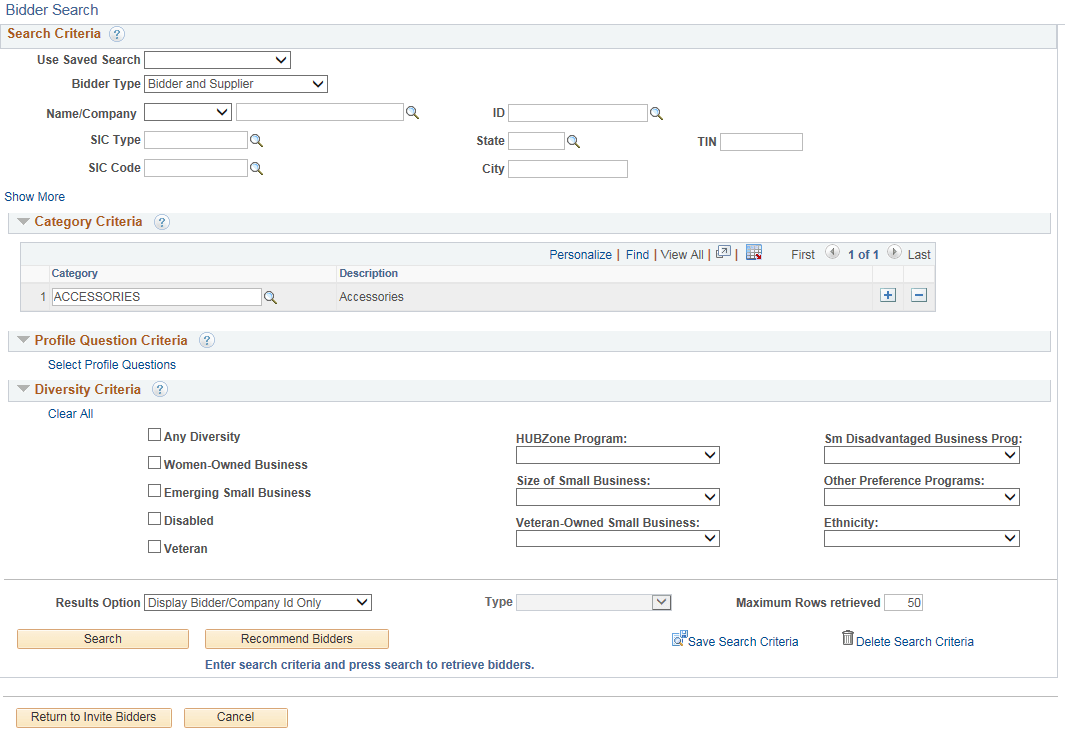 Bidder Search page (1 of 2)