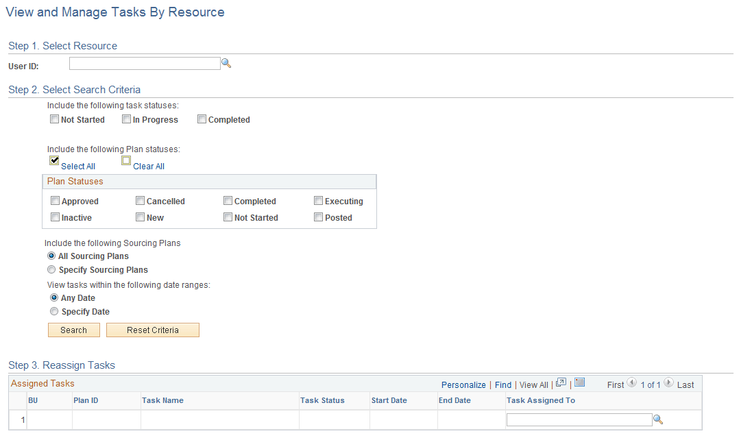 View and Manage Tasks By Resource page