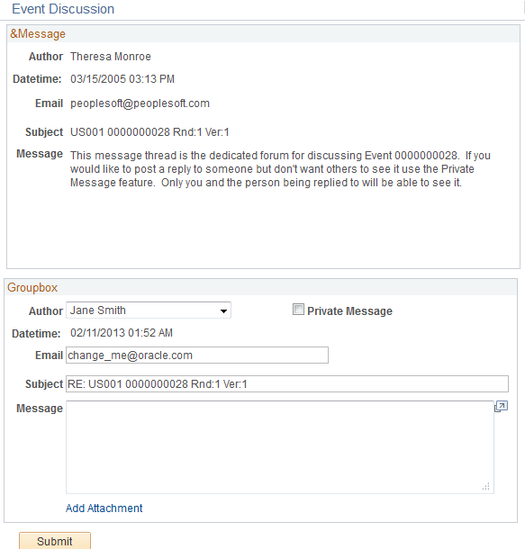 Event Discussion - Reply page