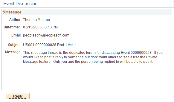Event Discussion - Message page