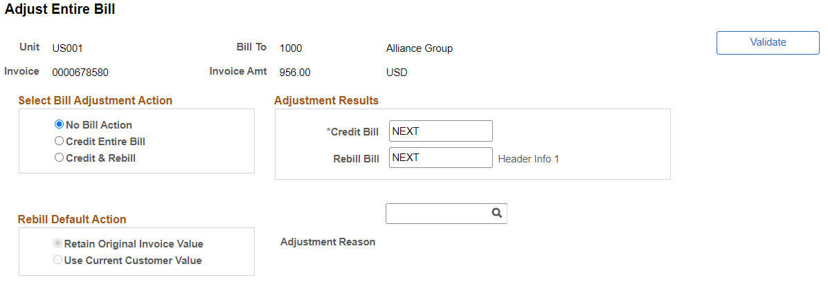 Adjust Entire Bill page