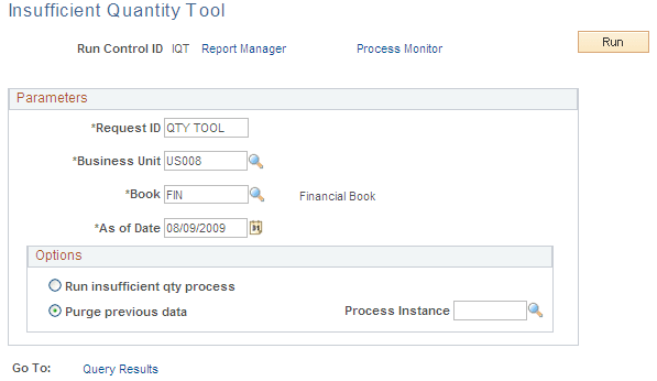 Insufficient Quantity Tool page