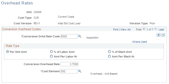 Overhead Rates page