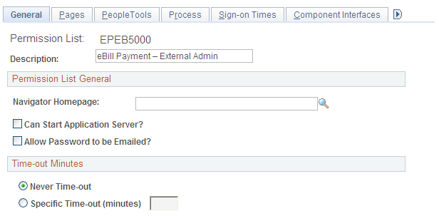 Permission Lists - General tab