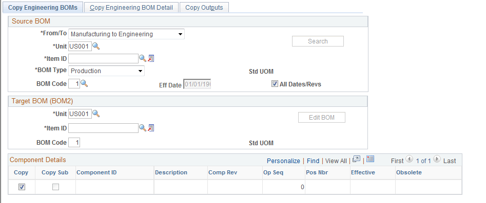 Copy Engineering BOMs page