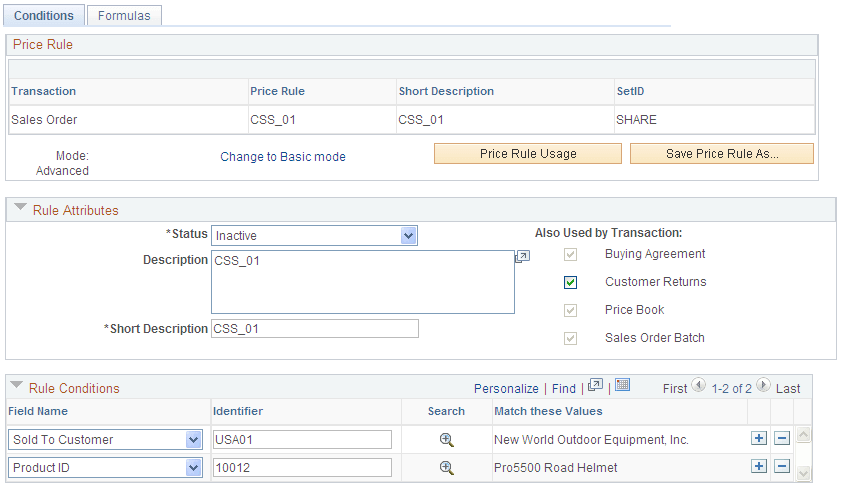 Conditions page (1 of 2)