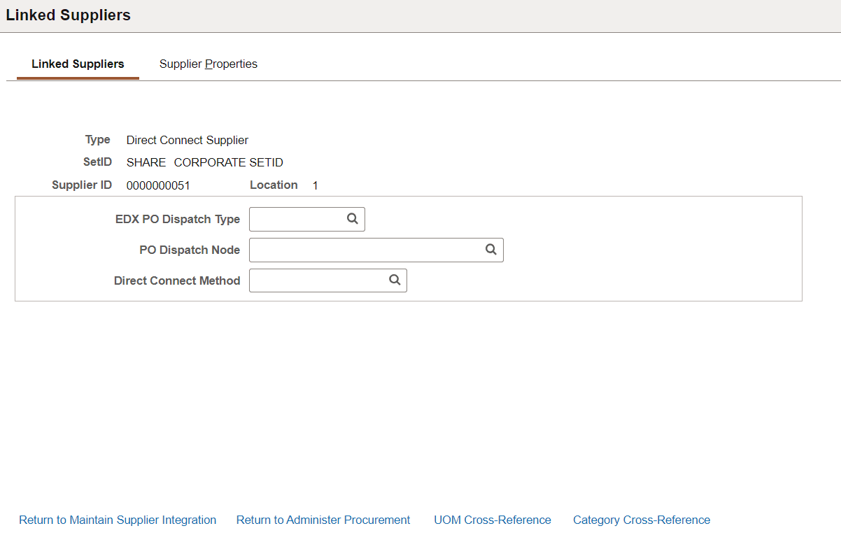 Linked Suppliers page