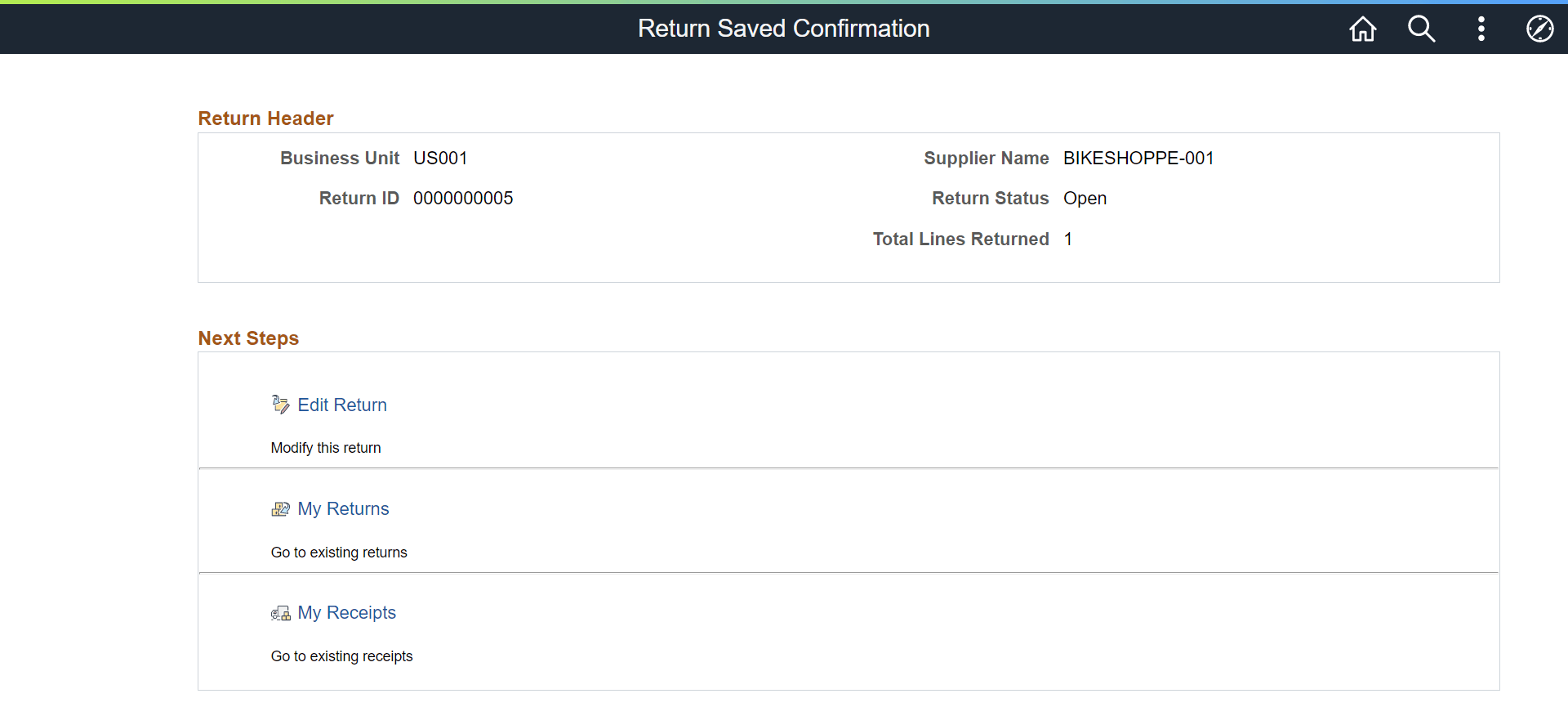 Return Confirmation Page