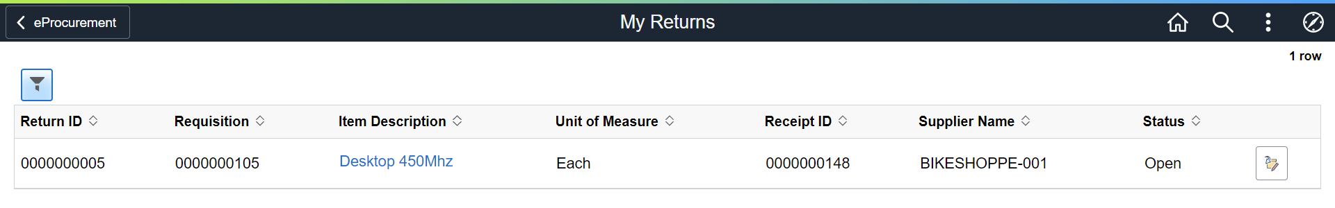 My Returns page