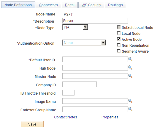 Node Definitions page