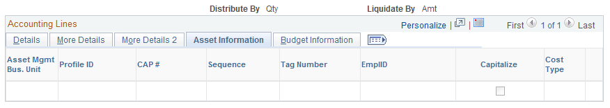 Accounting Lines - Asset Information
