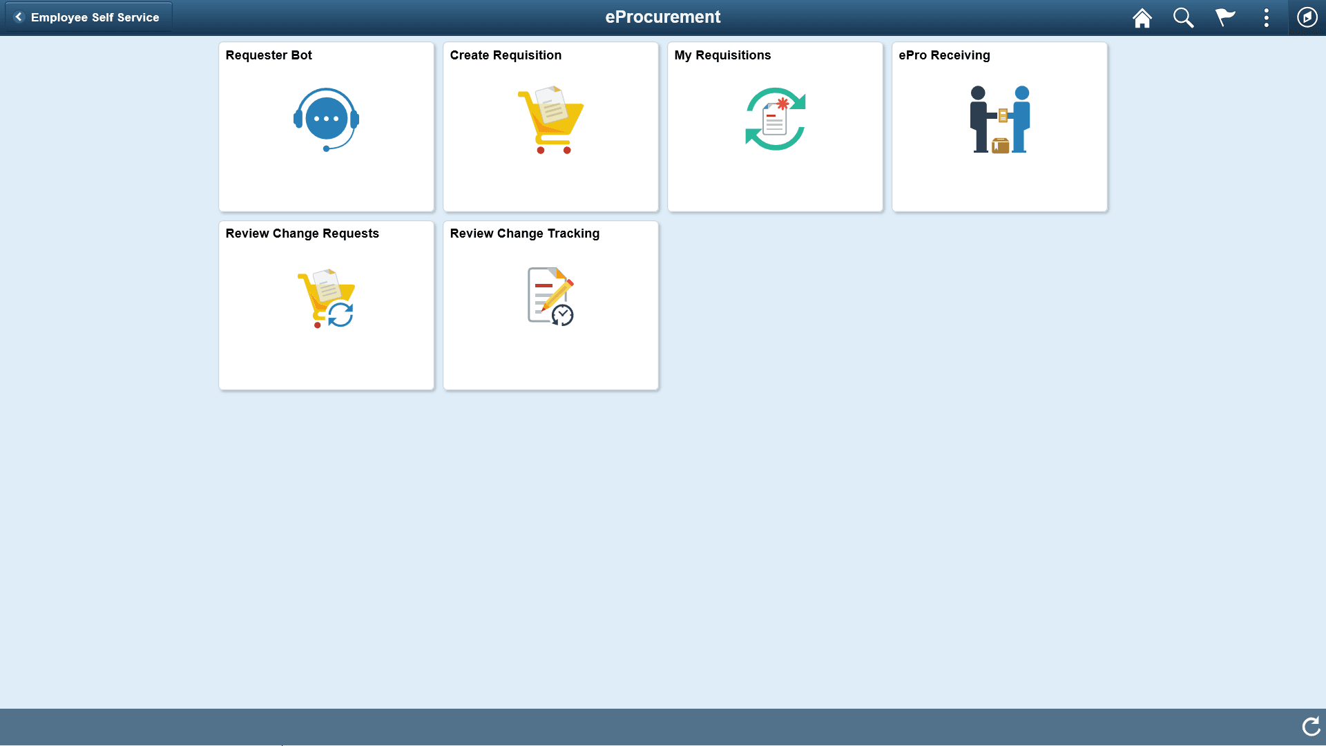 eProcurement page - Requester Bot tile