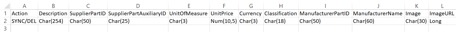 External Catalog File .csv template