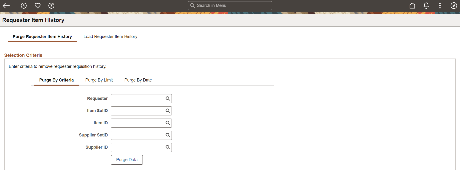 Requester Item History - Purge Requester Item History