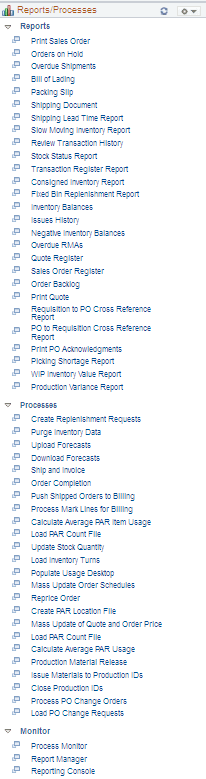 Supply/Demand WorkCenter - Reports/Processes Page