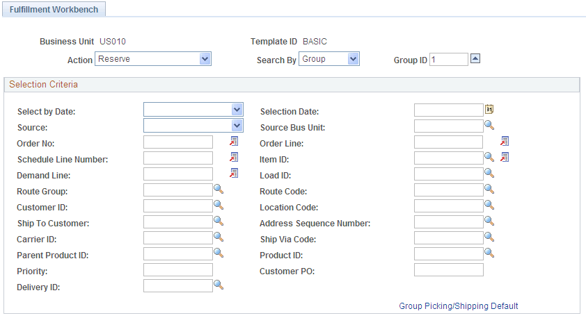 Fulfillment Workbench page