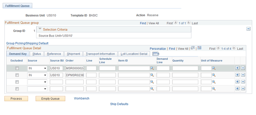 Fulfillment Queue page
