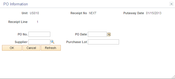 Express Putaway - PO Information page