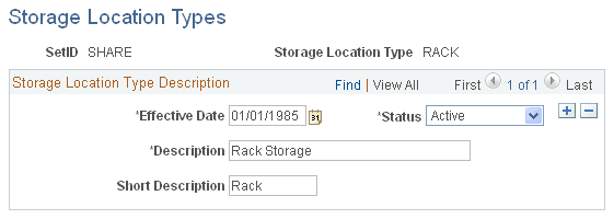 Storage Location Types page