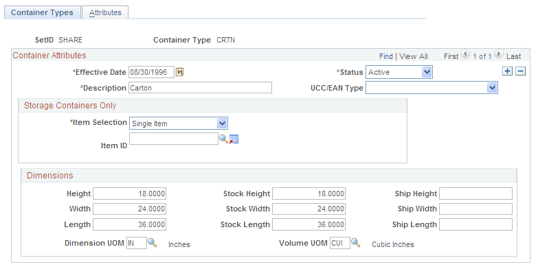 Container Types page