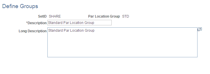Define Groups page