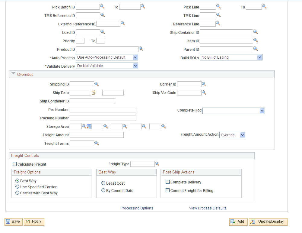 Shipping Requests page (2 of 2)