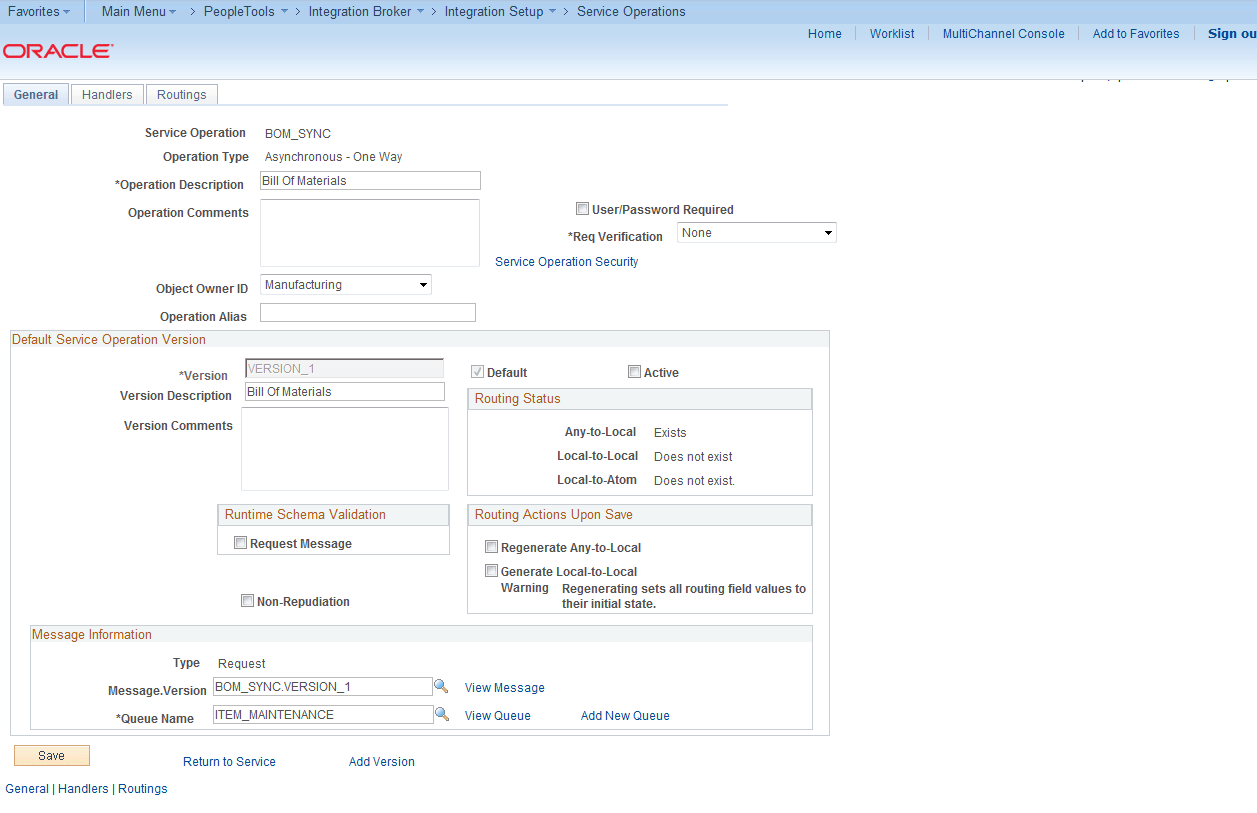 Service Operations - General page