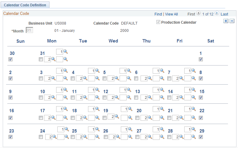 Calendar Code Definition page