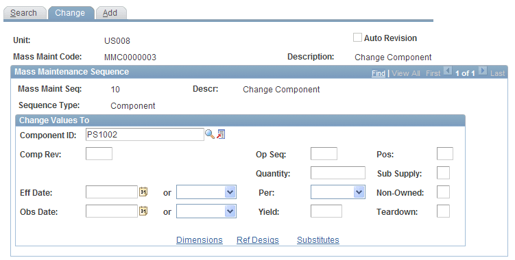 BOM Mass Maintenance Code - Change page