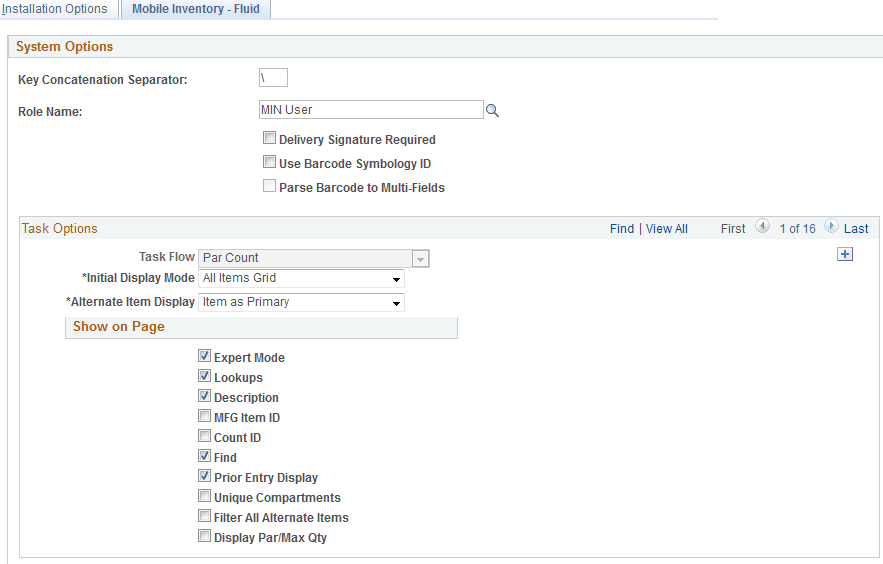 Installation Options Mobile Inventory - Fluid page