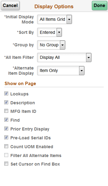 Guided Count - Display Options Fluid page