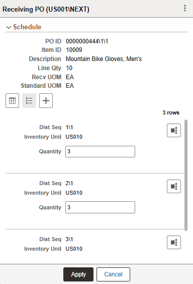 PO - Fluid Distribution Lines List Mode page