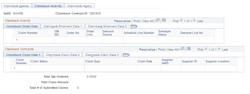 Claimback Activity page