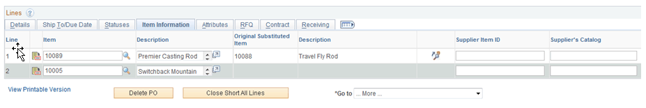 Item Information Page