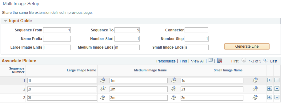 Multi Image Setup page