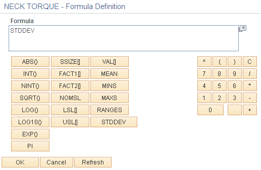 Formula Definition page
