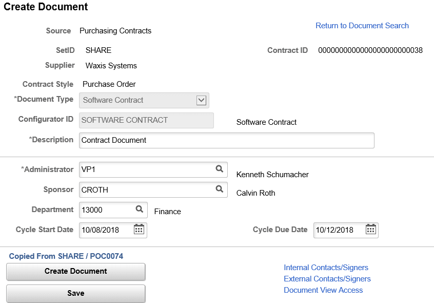 Create Document from a copied document