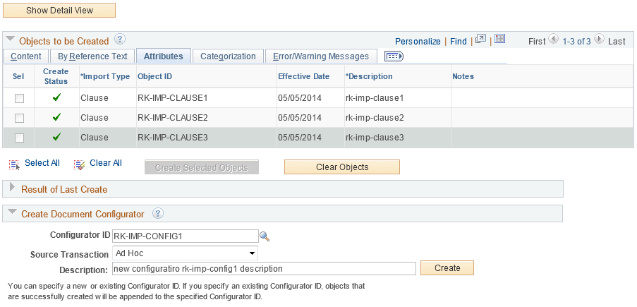 Example: Import Clauses/Sections page before creating a new document configurator