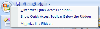 Quick Access Toolbar - right click